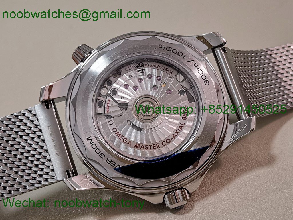 Replica OMEGA Seamaster 300M Diver Orange VSF 1:1 Best SuperClone Black Dial Mesh Bracelet 8806