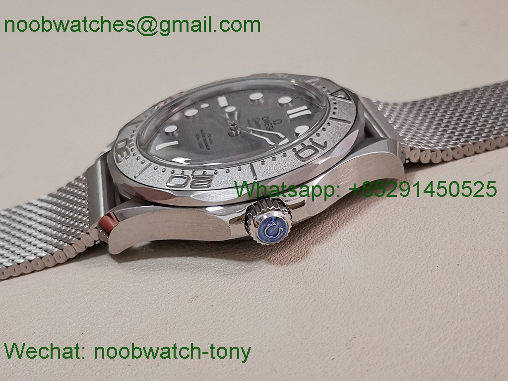 Replica OMEGA Seamaster 300M 42mm Titanium VSF 1:1 Best SuperClone Gray Dial Mesh Bracelet 8806