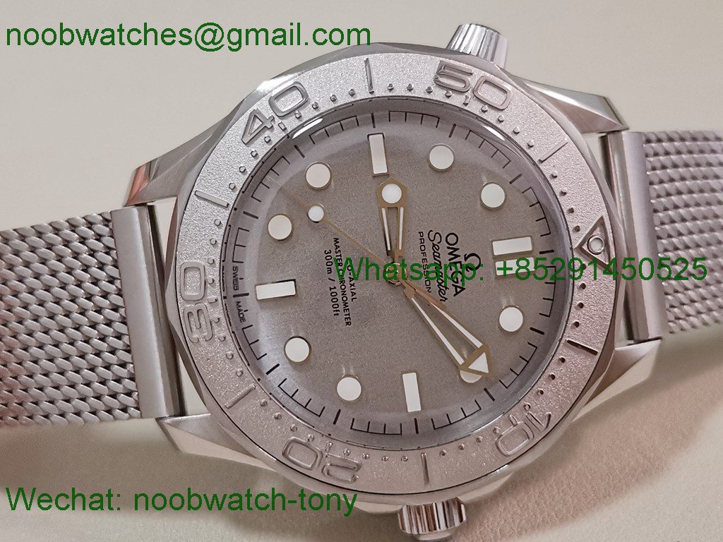 Replica OMEGA Seamaster 300M 42mm Titanium VSF 1:1 Best SuperClone Gray Dial Mesh Bracelet 8806