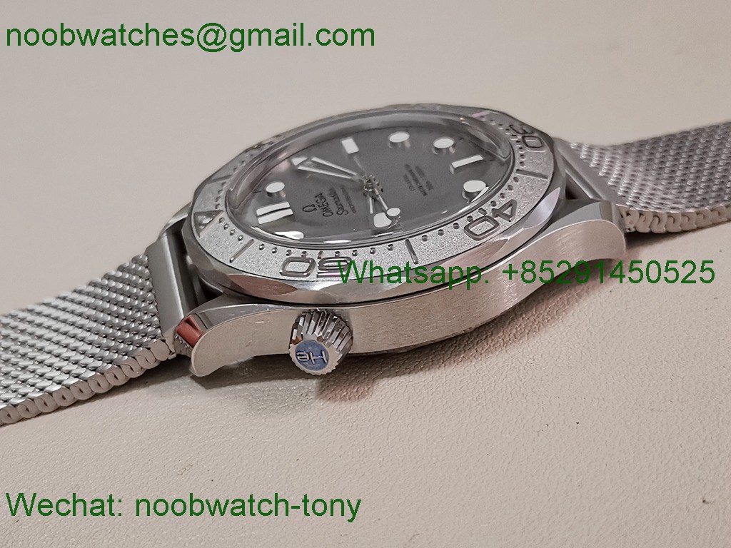 Replica OMEGA Seamaster 300M 42mm Titanium VSF 1:1 Best SuperClone Gray Dial Mesh Bracelet 8806
