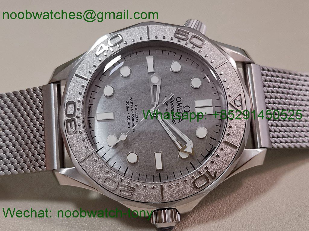 Replica OMEGA Seamaster 300M 42mm Titanium VSF 1:1 Best SuperClone Gray Dial Mesh Bracelet 8806