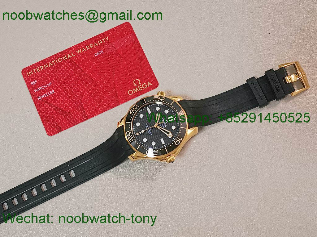Replica OMEGA Seamaster Diver 300M Green Dial Yellow Gold VSF 1:1 Best SuperClone on Rubber 8801