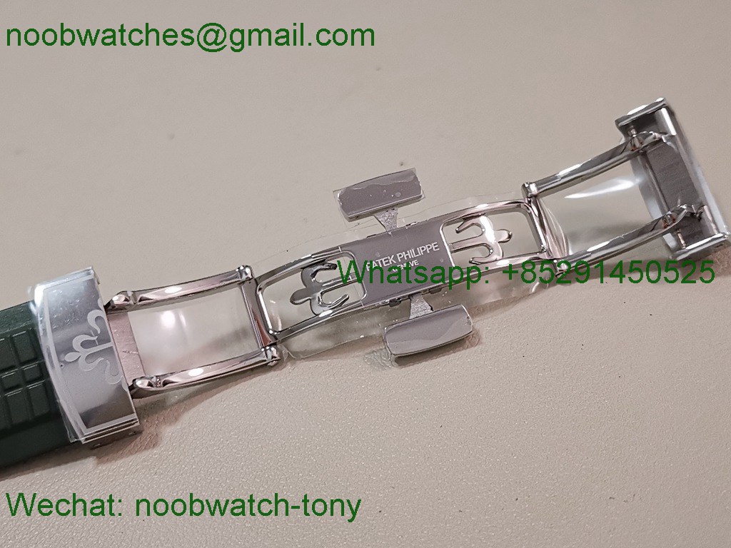 Replica Patek Philippe Aquanaut 5164A PP Factory Gray Dial on Green Rubber Strap A324