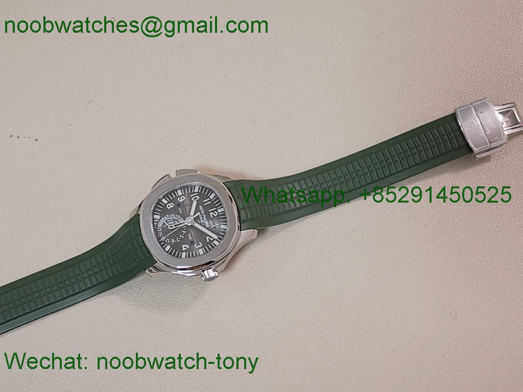 Replica Patek Philippe Aquanaut 5164A PP Factory Gray Dial on Green Rubber Strap A324