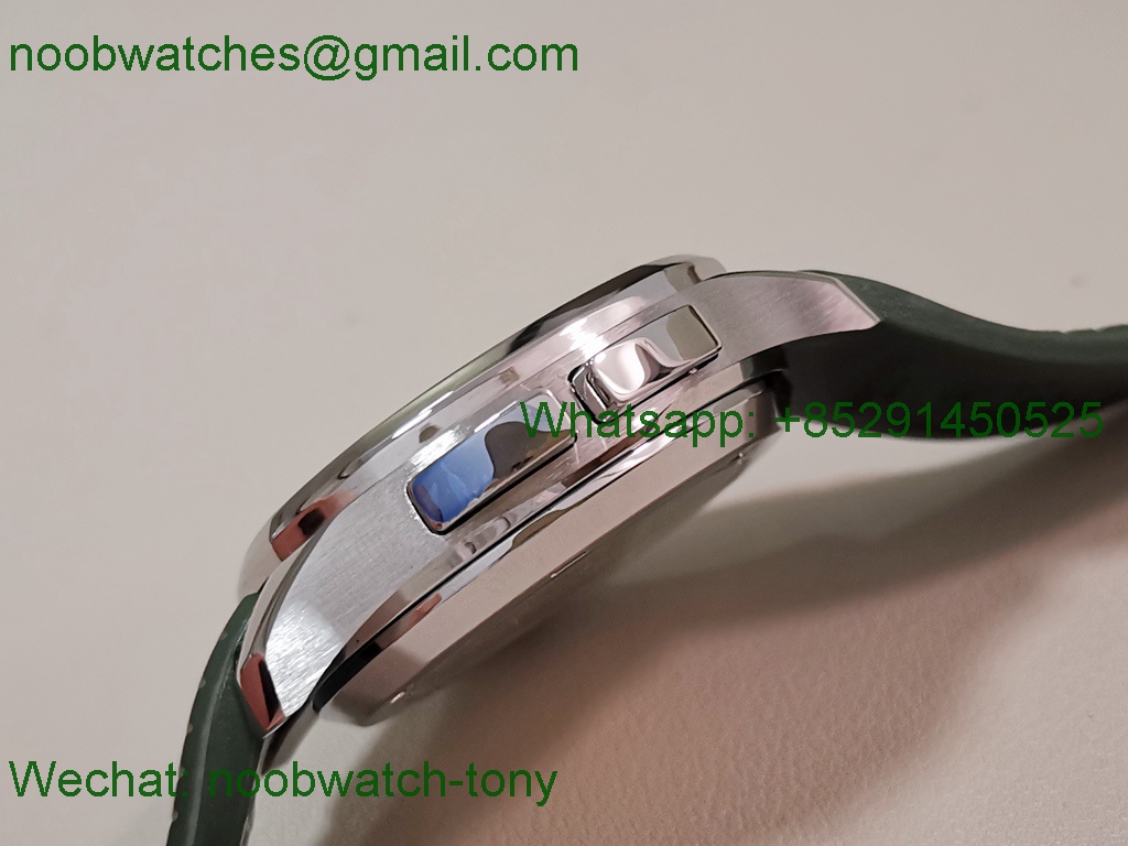 Replica Patek Philippe Aquanaut 5164A PP Factory Gray Dial on Green Rubber Strap A324
