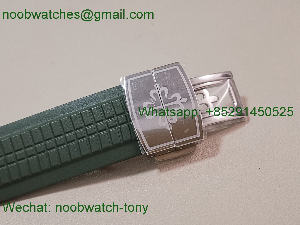 Replica Patek Philippe Aquanaut 5164A PP Factory Gray Dial on Green Rubber Strap A324