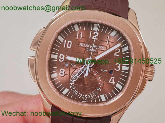 Replica Patek Philippe Aquanaut 5164 Rose Gold PP Factory Brown Dial on Rubber A324