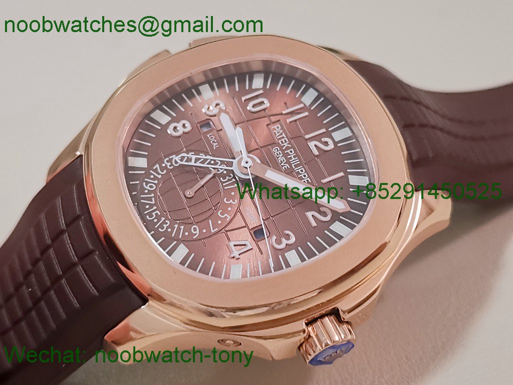 Replica Patek Philippe Aquanaut 5164 Rose Gold PP Factory Brown Dial on Rubber A324