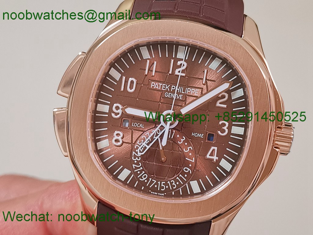 Replica Patek Philippe Aquanaut 5164 Rose Gold PP Factory Brown Dial on Rubber A324