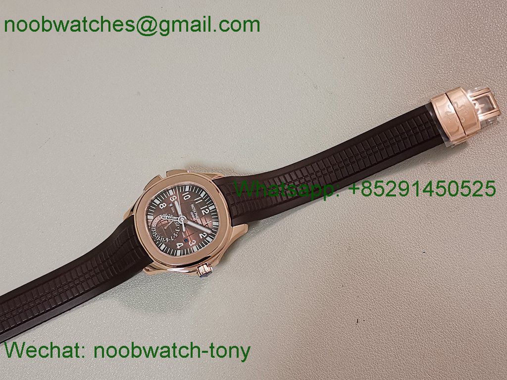 Replica Patek Philippe Aquanaut 5164 Rose Gold PP Factory Brown Dial on Rubber A324