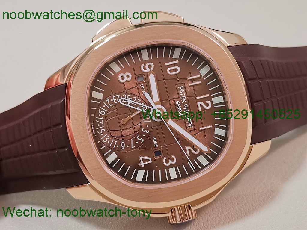Replica Patek Philippe Aquanaut 5164 Rose Gold PP Factory Brown Dial on Rubber A324
