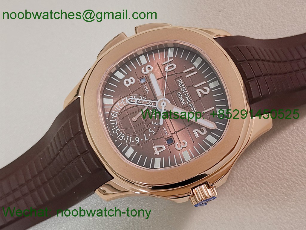 Replica Patek Philippe Aquanaut 5164 Rose Gold PP Factory Brown Dial on Rubber A324