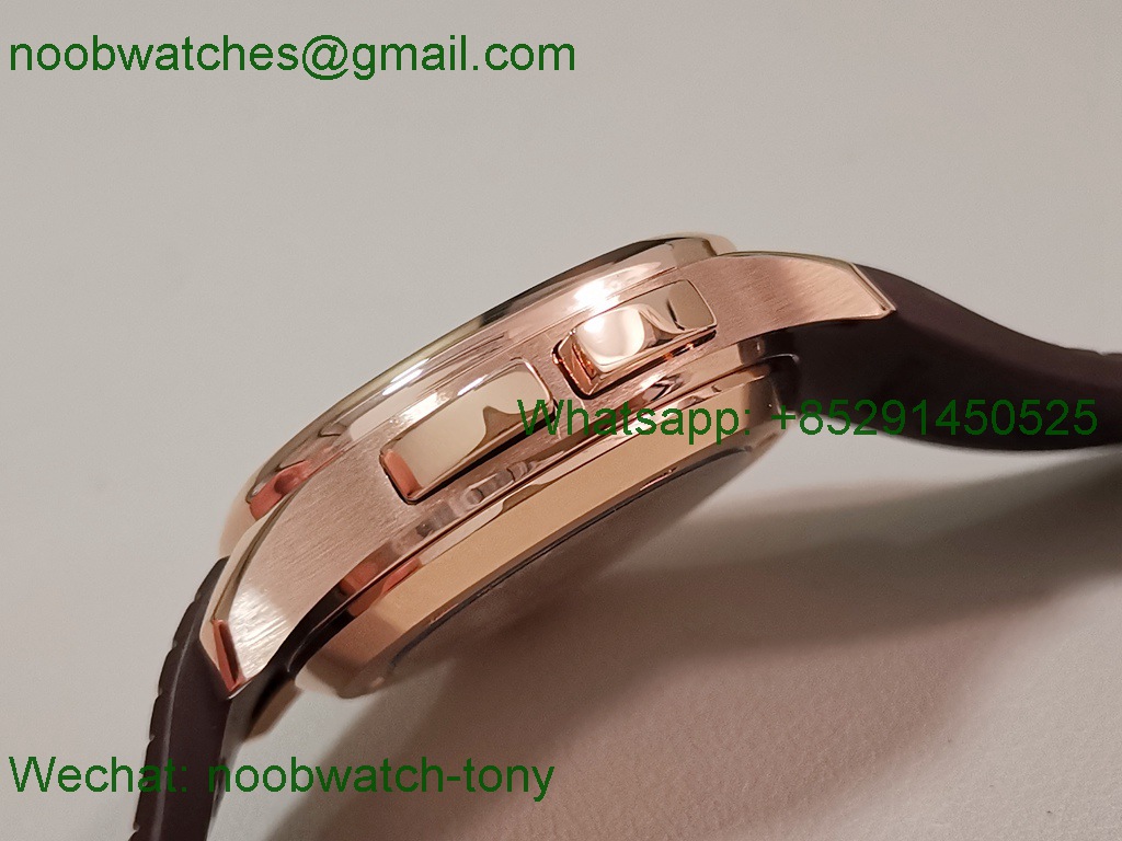 Replica Patek Philippe Aquanaut 5164 Rose Gold PP Factory Brown Dial on Rubber A324