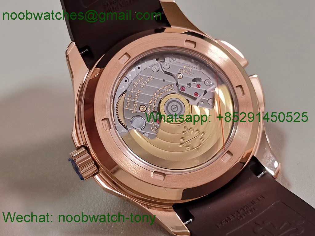 Replica Patek Philippe Aquanaut 5164 Rose Gold PP Factory Brown Dial on Rubber A324