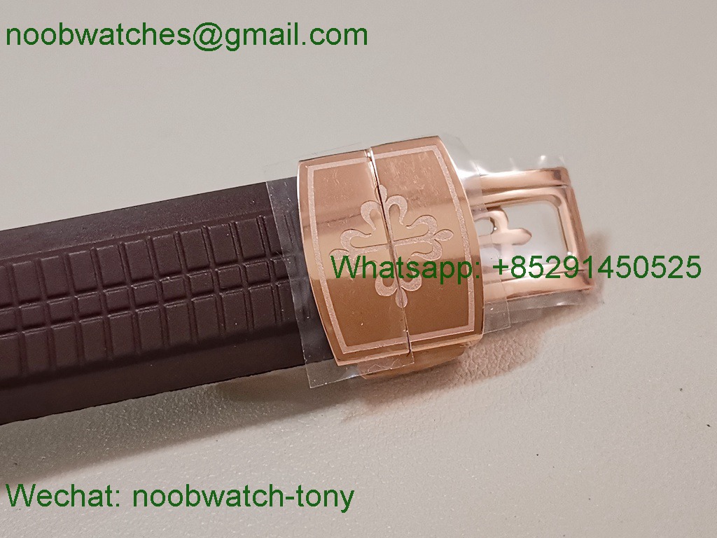 Replica Patek Philippe Aquanaut 5164 Rose Gold PP Factory Brown Dial on Rubber A324