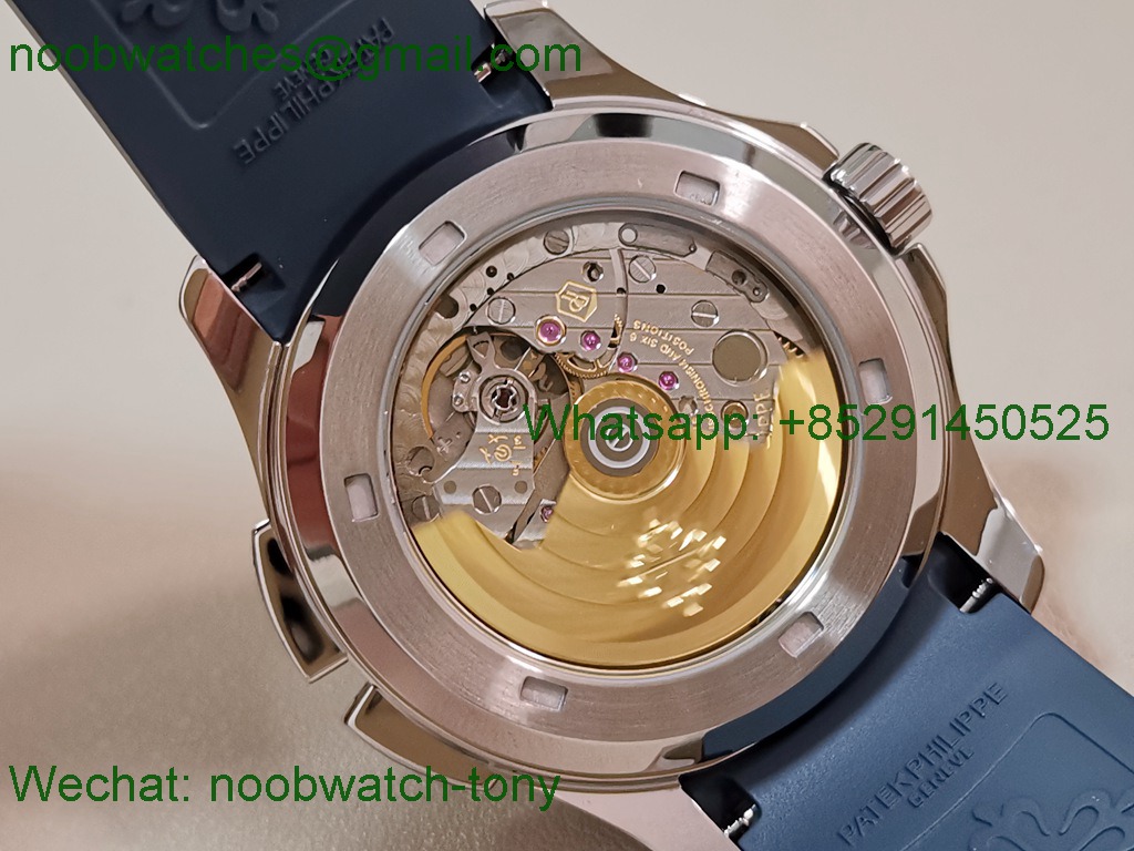 Replica Patek Philippe Aquanaut 5164 PP Factory Blue Dial on Rubber Strap A324