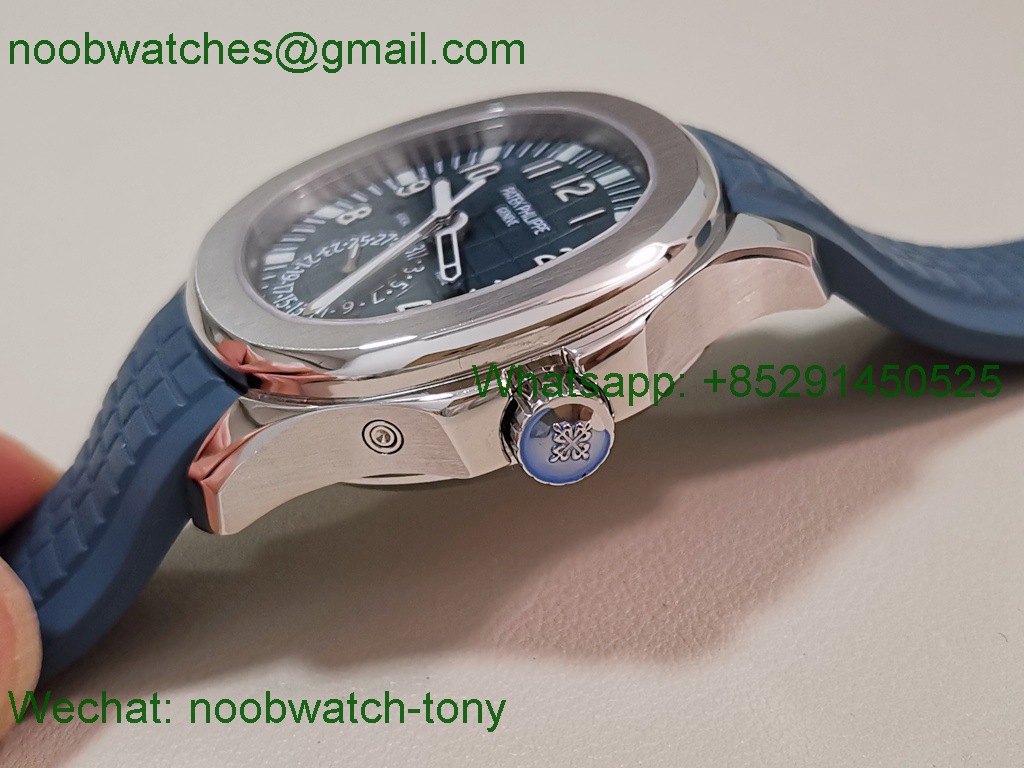 Replica Patek Philippe Aquanaut 5164 PP Factory Blue Dial on Rubber Strap A324