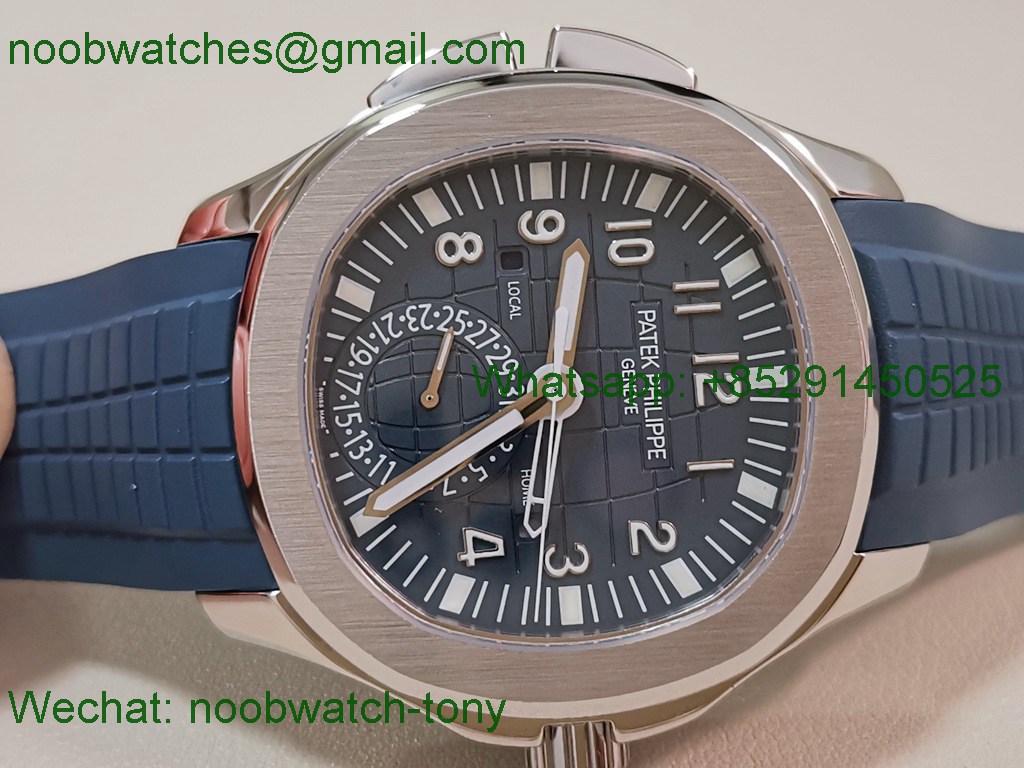 Replica Patek Philippe Aquanaut 5164 PP Factory Blue Dial on Rubber Strap A324
