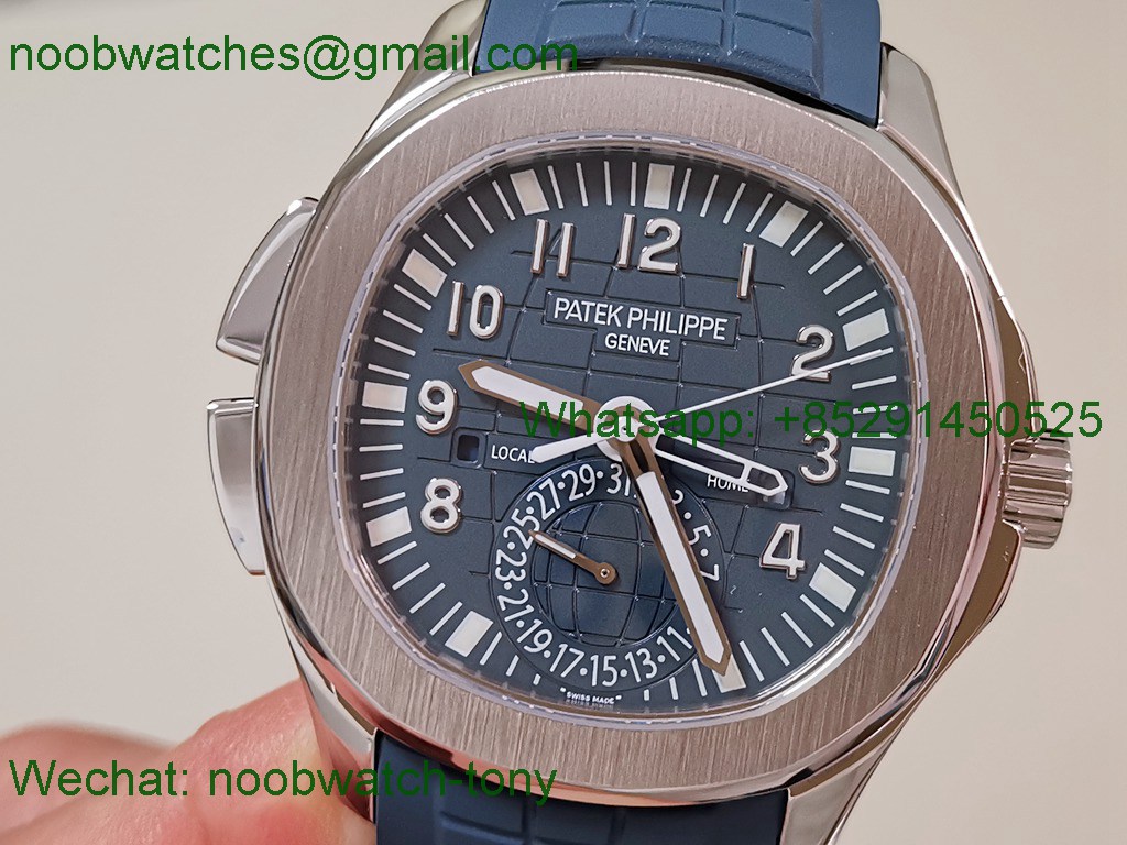 Replica Patek Philippe Aquanaut 5164 PP Factory Blue Dial on Rubber Strap A324
