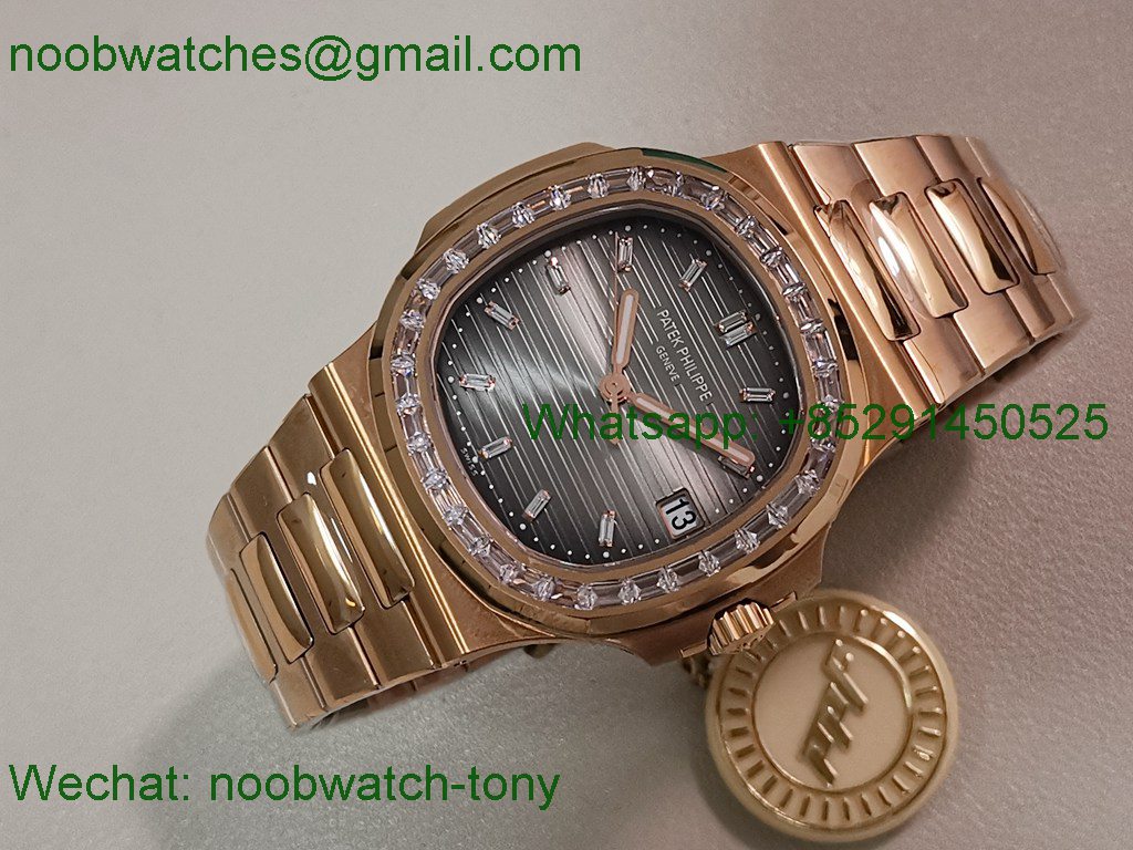 Replica Patek Philippe Nautilus 5711 Rose Gold PPF 1:1 Best SuperClone Brown Dial Diamond Bezel 330 V3