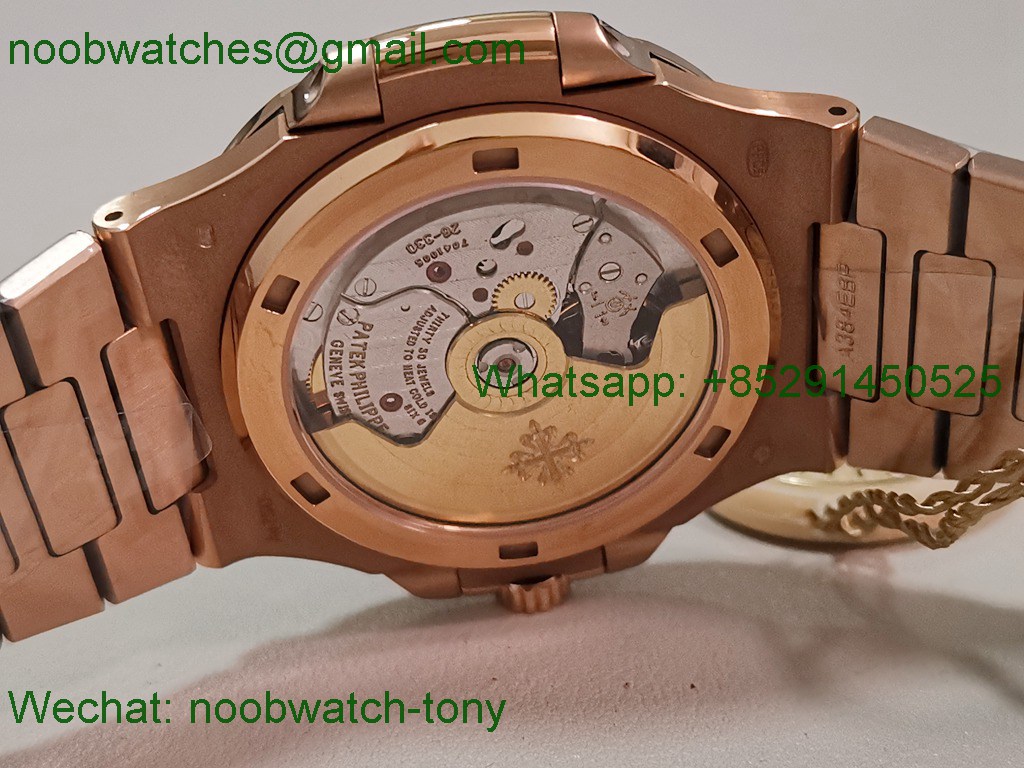 Replica Patek Philippe Nautilus 5711 Rose Gold PPF 1:1 Best SuperClone Brown Dial Diamond Bezel 330 V3