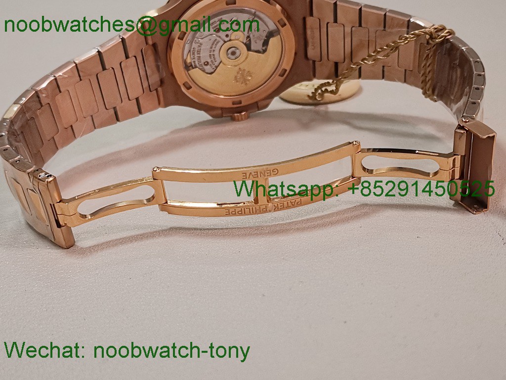 Replica Patek Philippe Nautilus 5711 Rose Gold PPF 1:1 Best SuperClone Brown Dial Diamond Bezel 330 V3