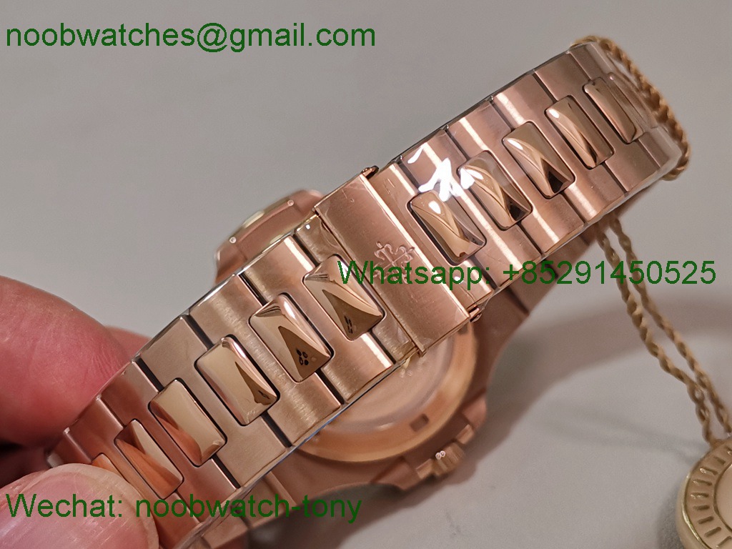 Replica Patek Philippe Nautilus 5711 Rose Gold PPF 1:1 Best SuperClone Brown Dial Diamond Bezel 330 V3