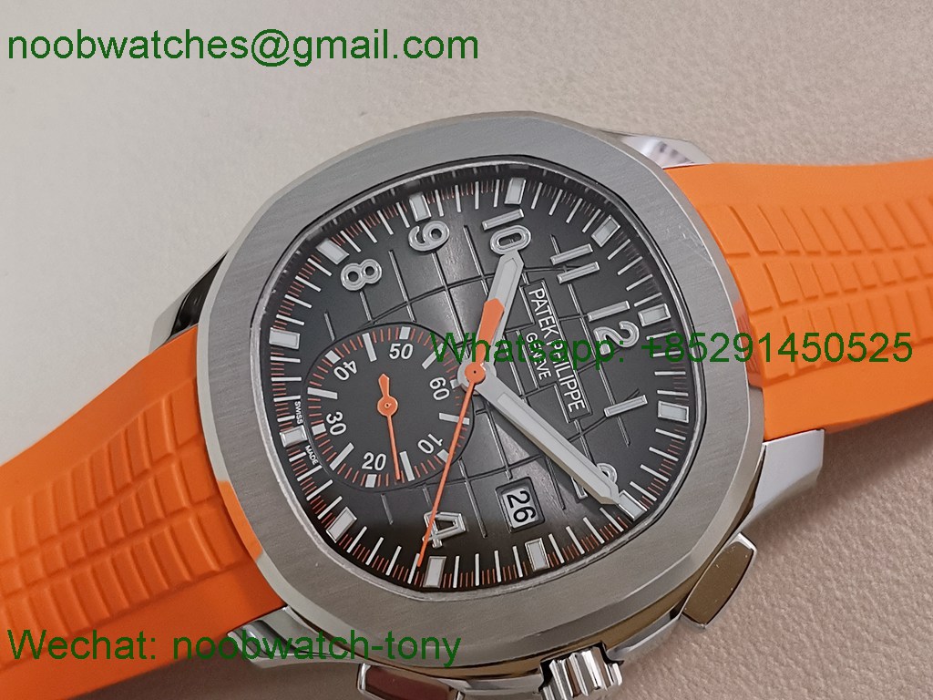 Replica Patek Philippe Aquanaut 5968 Chrono 2F Best Gray Dial Orange Rubber A520