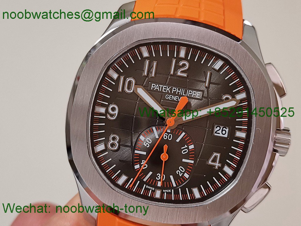 Replica Patek Philippe Aquanaut 5968 Chrono 2F Best Gray Dial Orange Rubber A520