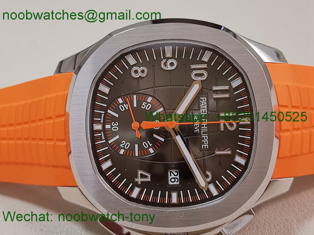 Replica Patek Philippe Aquanaut 5968 Chrono 2F Best Gray Dial Orange Rubber A520