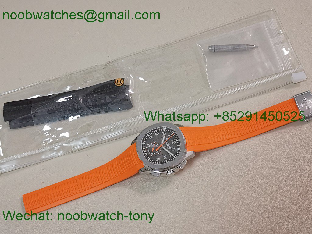 Replica Patek Philippe Aquanaut 5968 Chrono 2F Best Gray Dial Orange Rubber A520