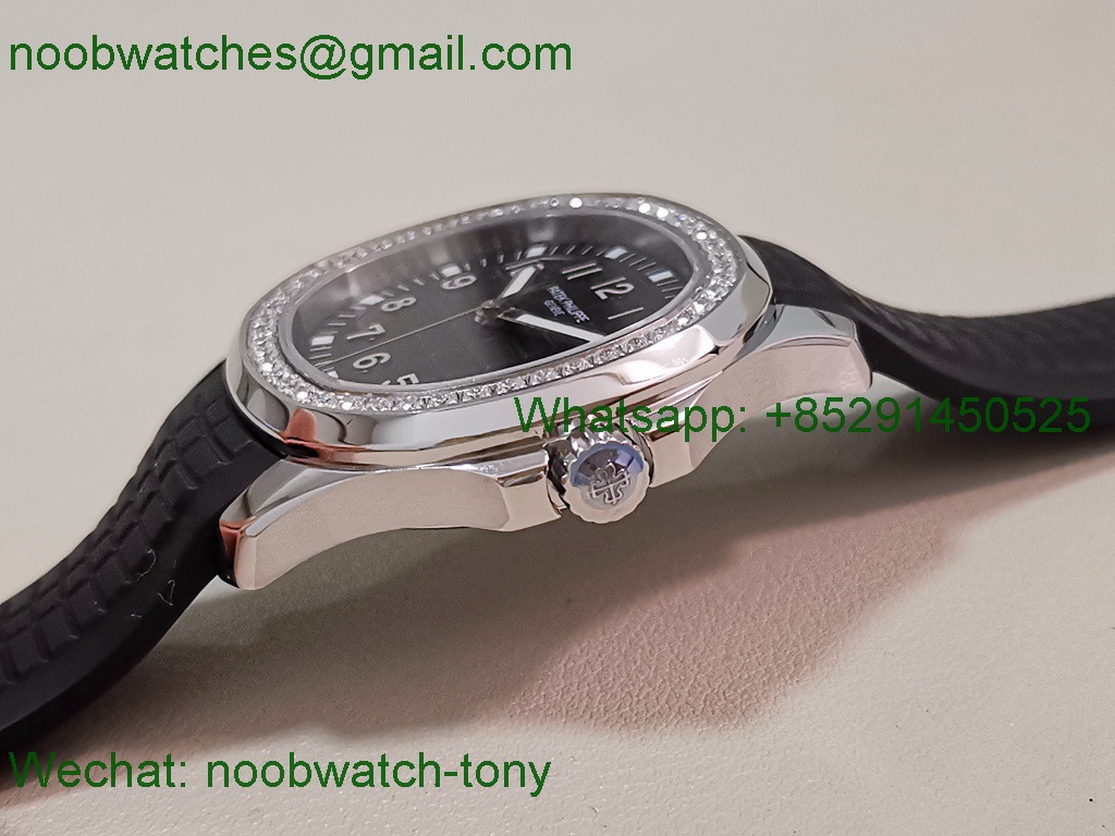 Replica Patek Philippe Aquanaut 5267 38.8mm Black Dial Diamond Bezel PPF Best SuperClone Swiss Quartz