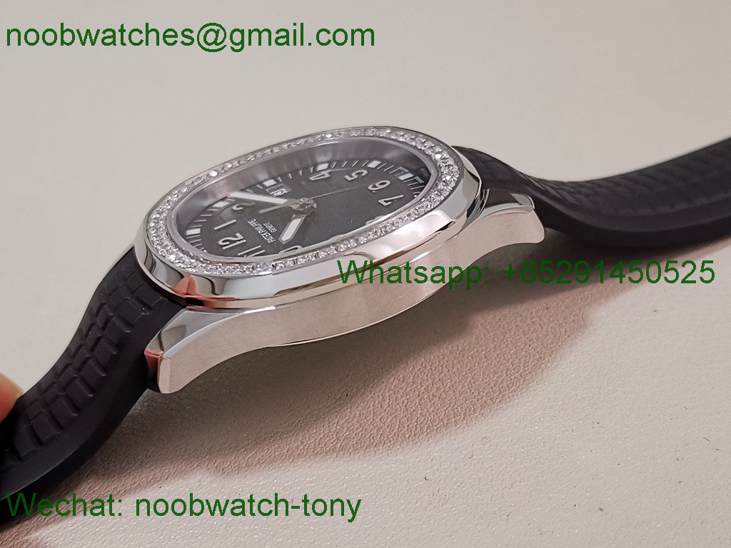 Replica Patek Philippe Aquanaut 5267 38.8mm Black Dial Diamond Bezel PPF Best SuperClone Swiss Quartz