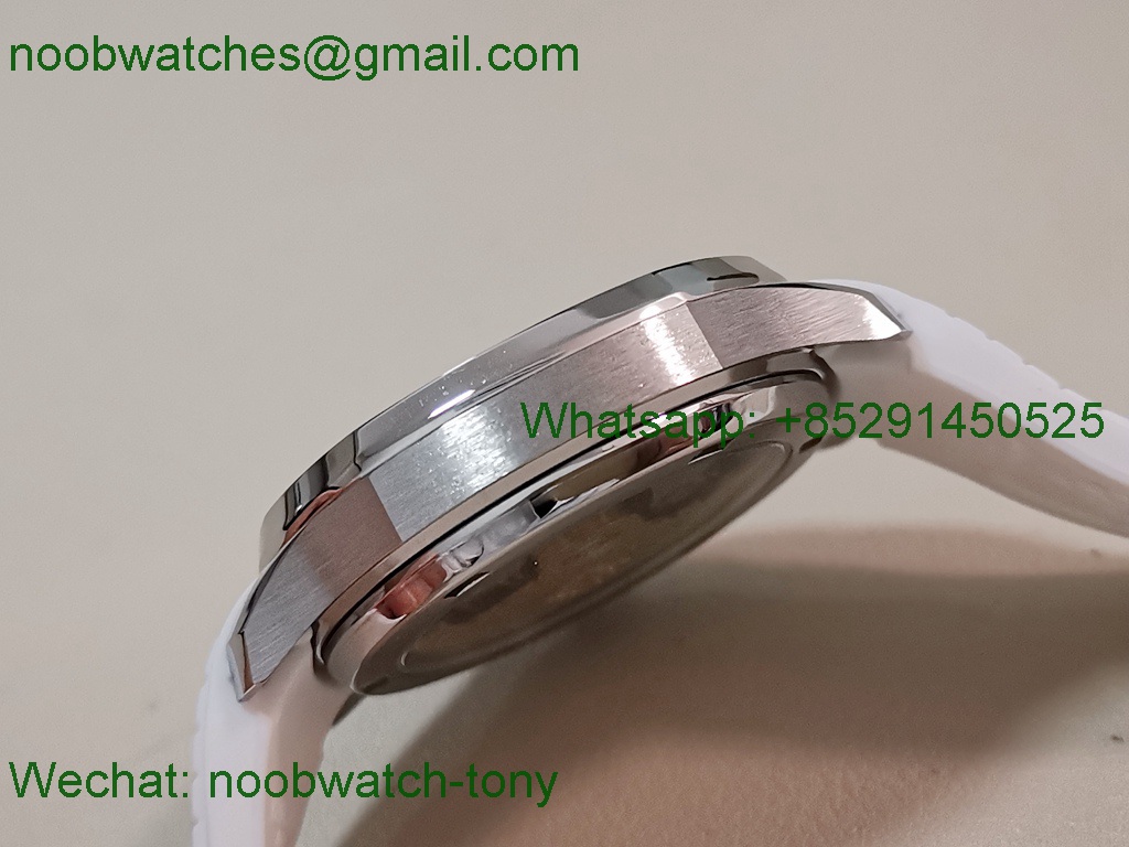 Replica Patek Philippe Aquanaut 5267 38.8mm White Dial Diamond Bezel PPF Best SuperClone Swiss Quartz