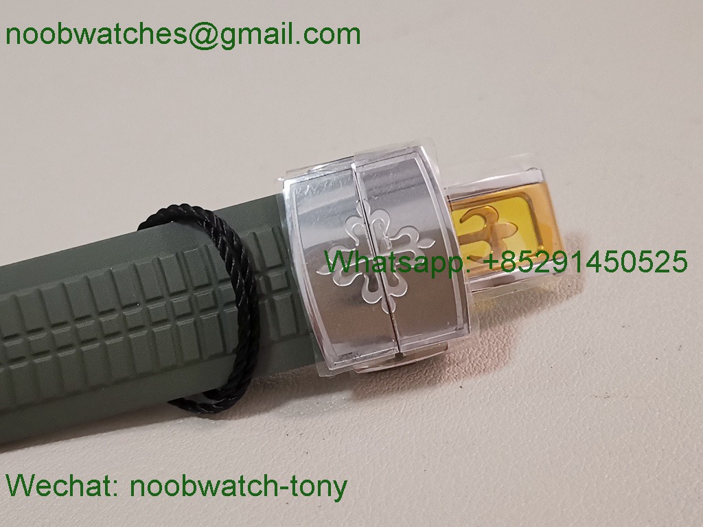Replica Patek Philippe Aquanaut 5267 38.8mm Green Dial Diamond Bezel PPF Best SuperClone Swiss Quartz