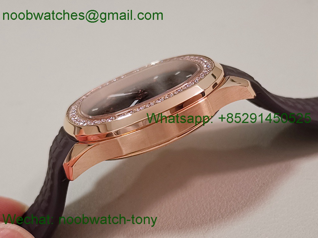 Replica Patek Philippe Aquanaut 5267 Rose Gold 38.8mm Brown Dial Diamond Bezel PPF Best SuperClone Swiss Quartz
