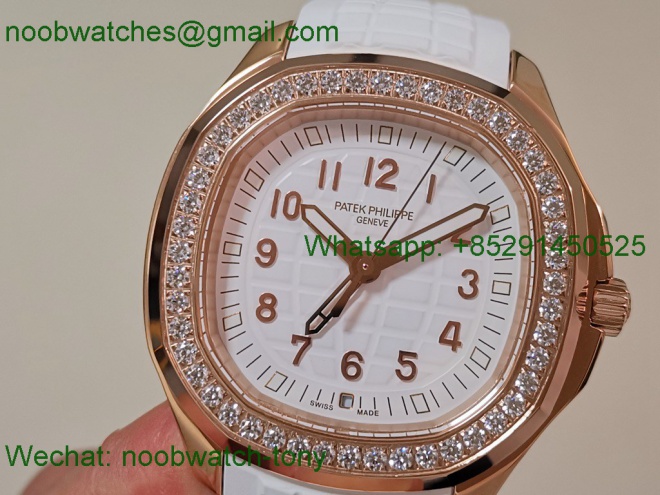 Replica Patek Philippe Aquanaut 5267 Rose Gold 38.8mm White Dial Diamond Bezel PPF Best SuperClone Swiss Quartz
