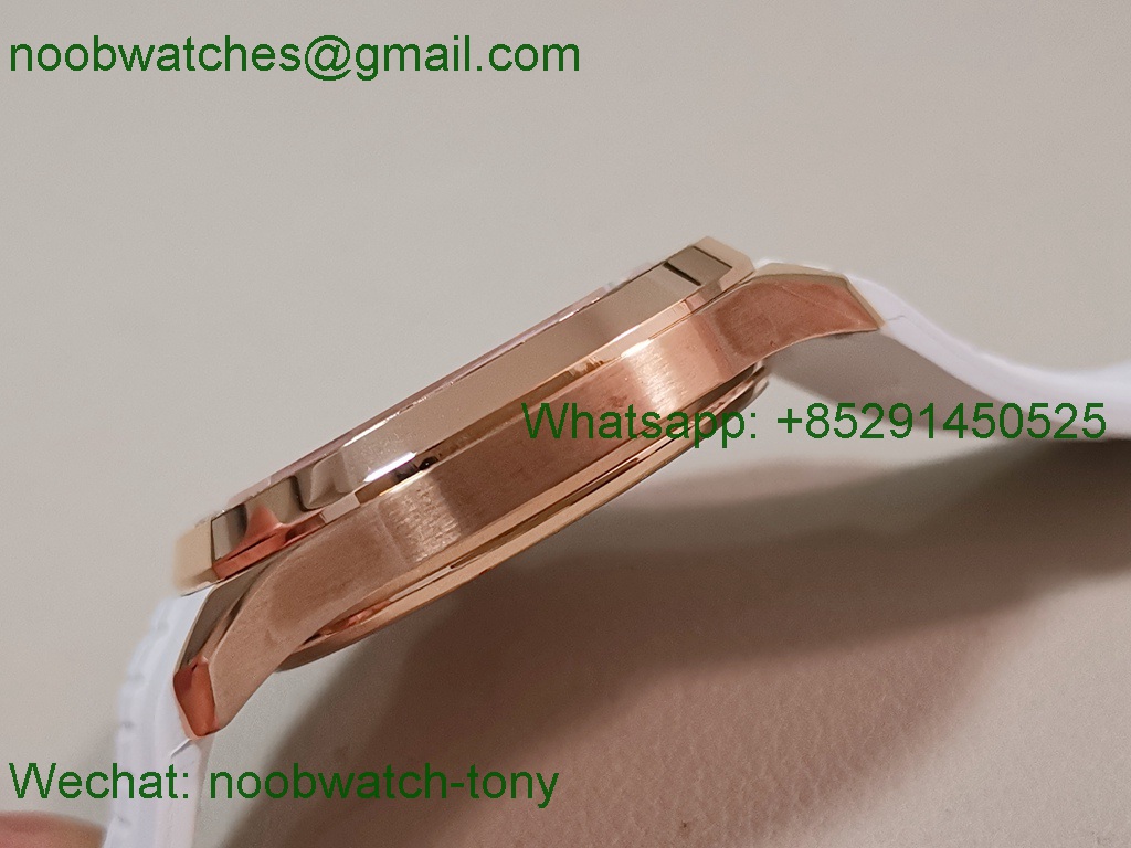 Replica Patek Philippe Aquanaut 5267 Rose Gold 38.8mm White Dial Diamond Bezel PPF Best SuperClone Swiss Quartz