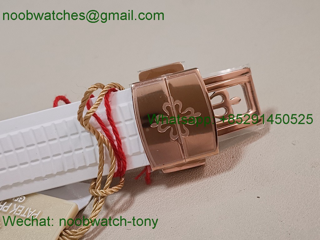 Replica Patek Philippe Aquanaut 5267 Rose Gold 38.8mm White Dial Diamond Bezel PPF Best SuperClone Swiss Quartz
