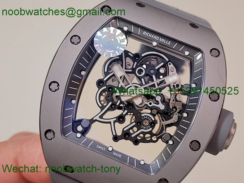 Replica Richard Mille RM055 Titanium Carbide ZF 1:1 Best SuperClone Skeleton Gray Rubber RMUL2
