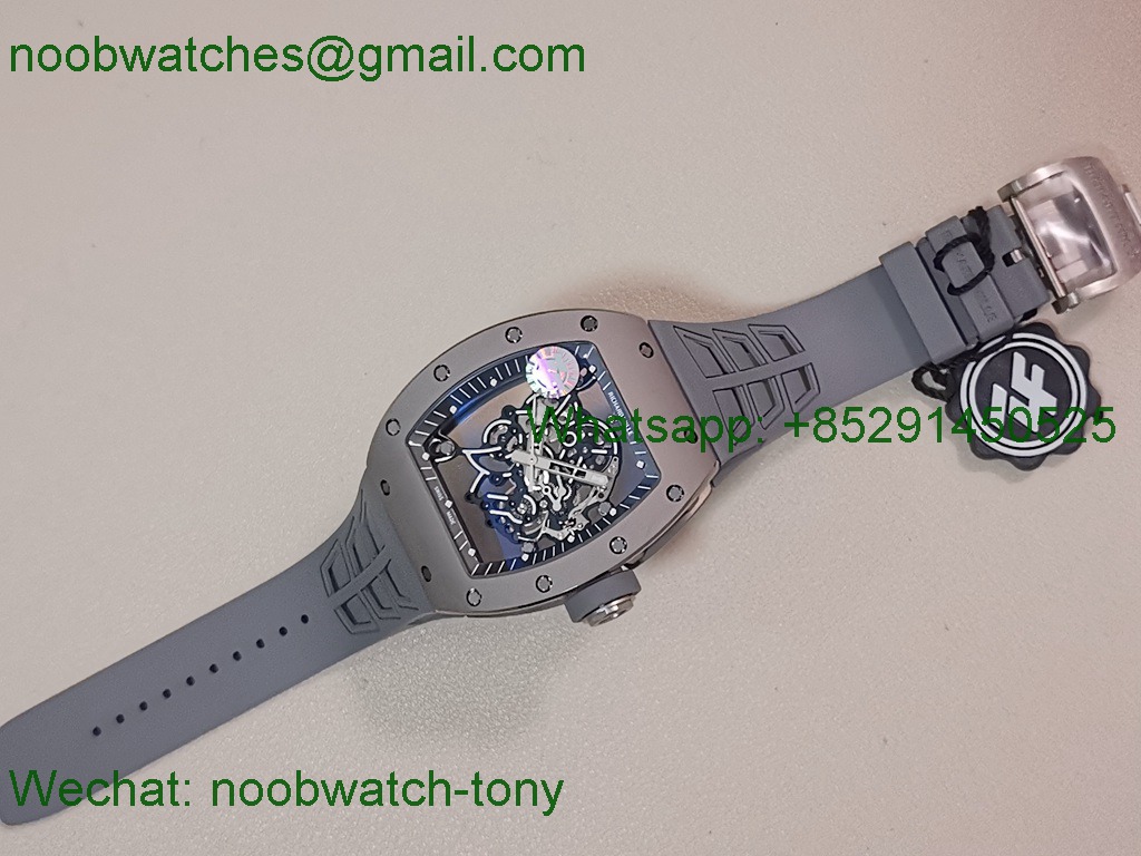 Replica Richard Mille RM055 Titanium Carbide ZF 1:1 Best SuperClone Skeleton Gray Rubber RMUL2