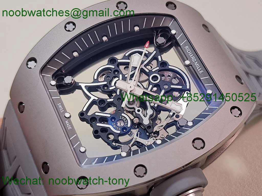 Replica Richard Mille RM055 Titanium Carbide ZF 1:1 Best SuperClone Skeleton Gray Rubber RMUL2