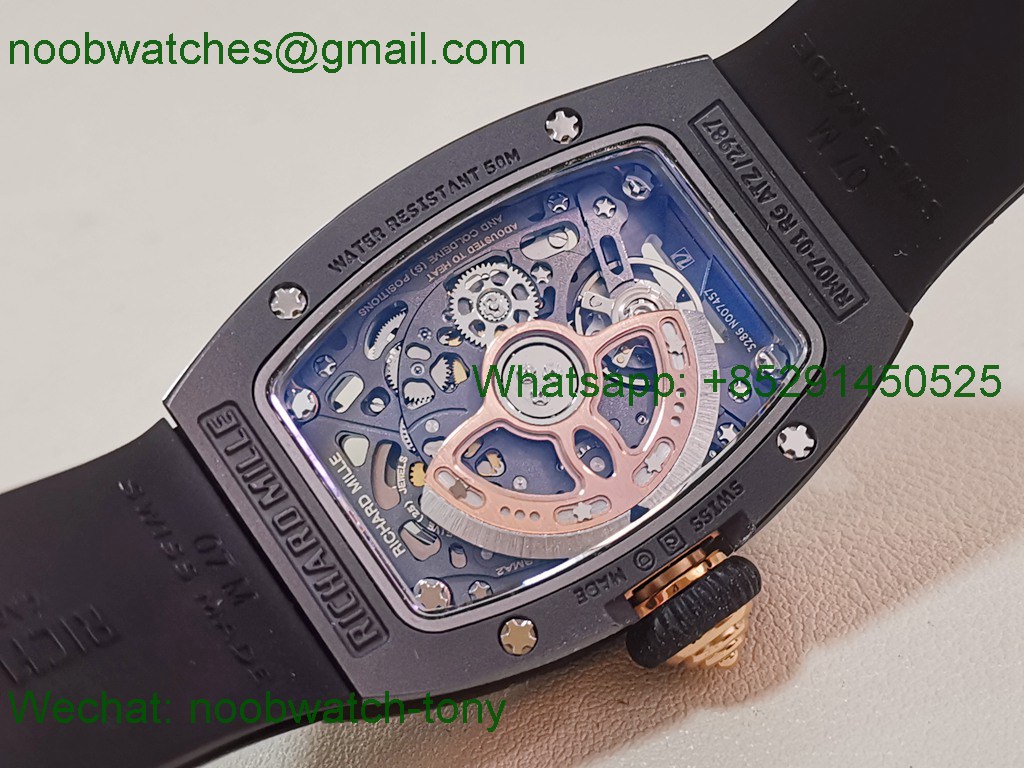 Replica Richard Mille RM07 Red Black Ceramic Rose Gold ZF SuperCLone Best Diamond CRMA2