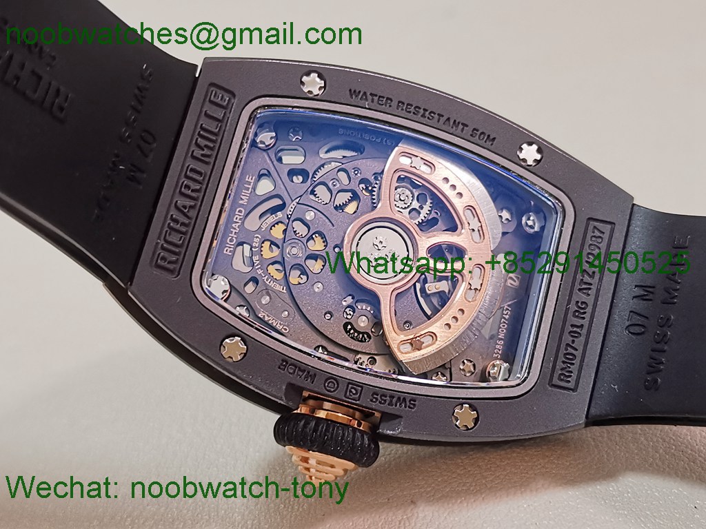 Replica Richard Mille RM07 Red Black Ceramic Rose Gold ZF SuperCLone Best Diamond CRMA2