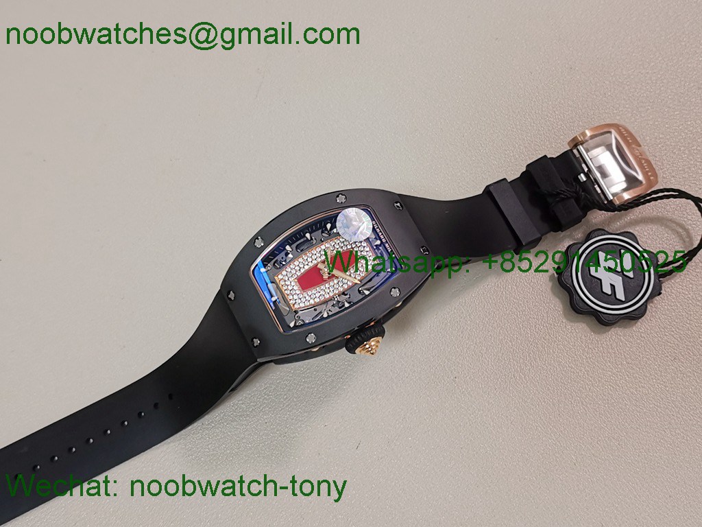 Replica Richard Mille RM07 Red Black Ceramic Rose Gold ZF SuperCLone Best Diamond CRMA2