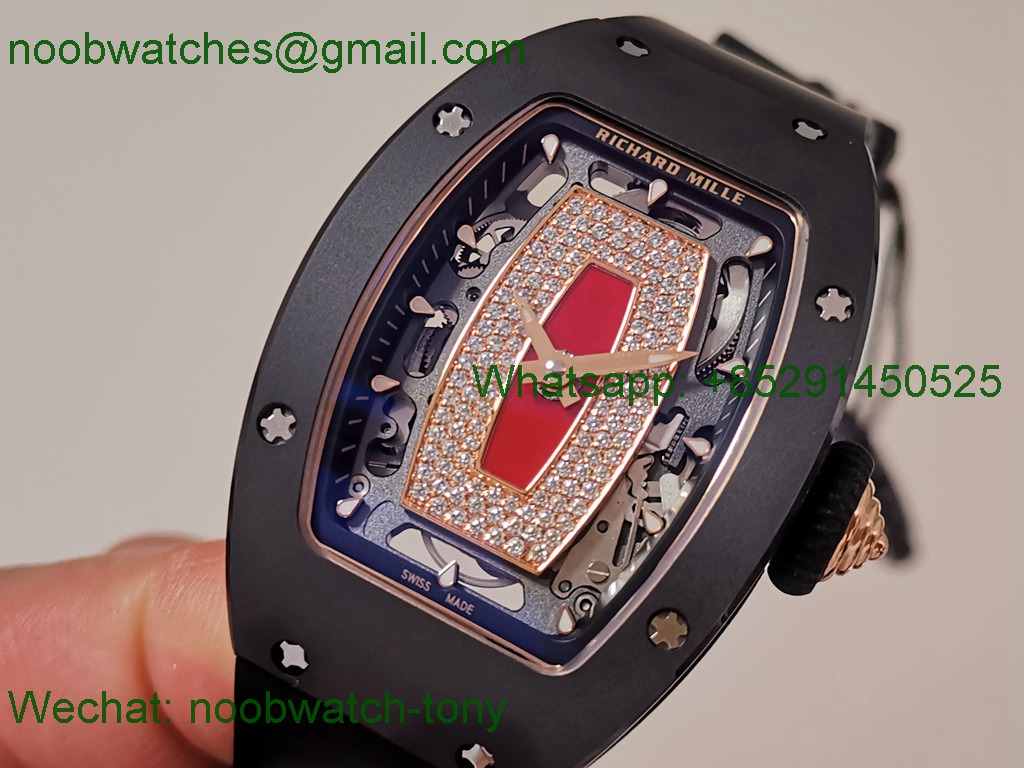 Replica Richard Mille RM07 Red Black Ceramic Rose Gold ZF SuperCLone Best Diamond CRMA2
