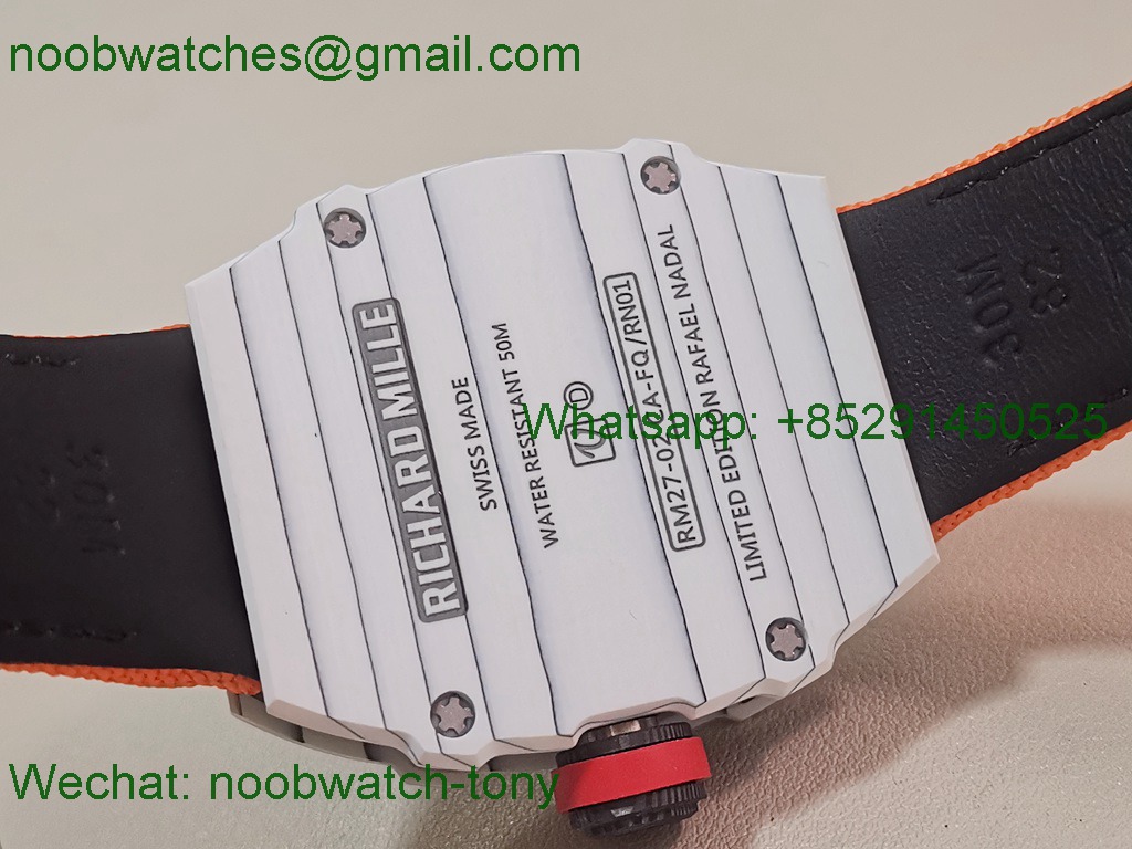 Replica Richard Mille RM027-02 Nadal Tourbillon RMF Best White Carbon Orange Rubber