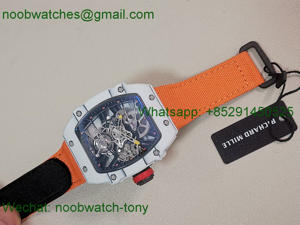 Replica Richard Mille RM027-02 Nadal Tourbillon RMF Best White Carbon Orange Rubber