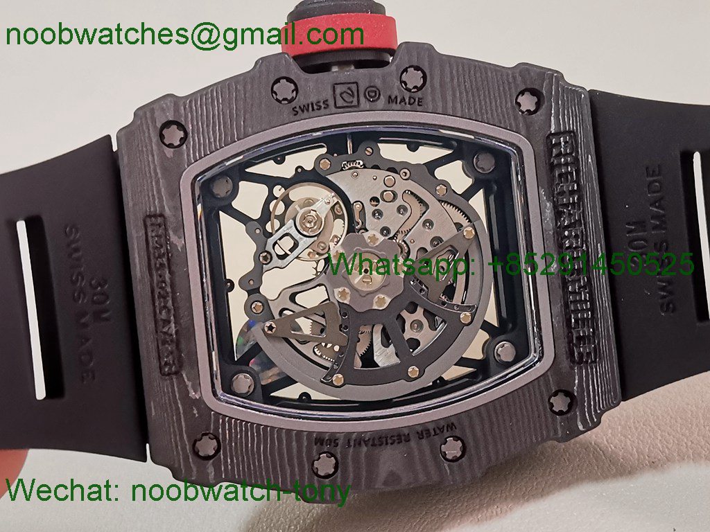 Replica Richard Mille RM035-02 Black NTPT APSF 1:1 Best SuperClone Skeleton Rubber Dandong RMAL1 (Free Sprung)
