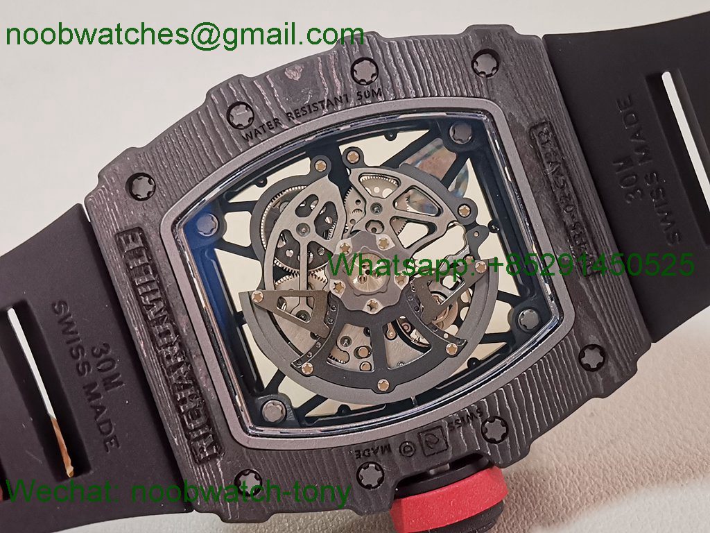 Replica Richard Mille RM035-02 Black NTPT APSF 1:1 Best SuperClone Skeleton Rubber Dandong RMAL1 (Free Sprung)